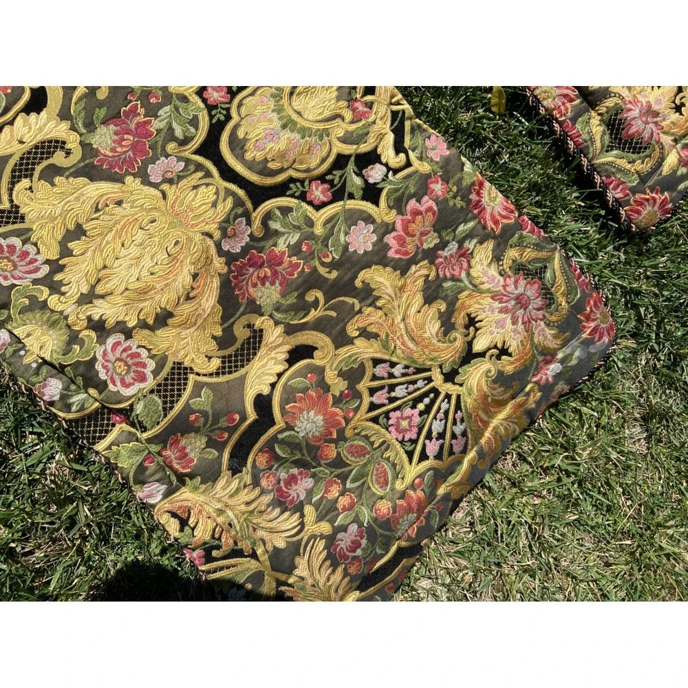 King Pillow Sham Set Black Italian Floral Baroque Romantic Horchow Tapestry